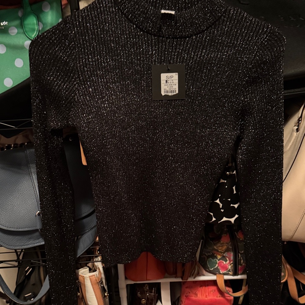 Charlotte Russe Black Glitter Turtleneck Sweater